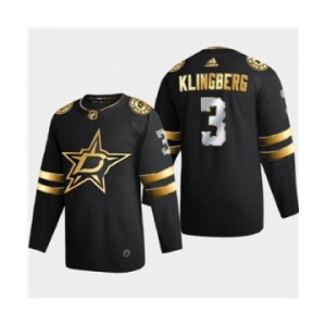 Men's Dallas Stars #3 John Klingberg Black Golden Edition Limited Stitched Hockey Jersey