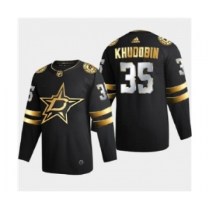 Men's Dallas Stars #35 Anton Khudobin Black Golden Edition Limited Stitched Hockey Jersey
