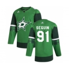 Men's Dallas Stars #91 Tyler Seguin 2020 St. Patrick's Day Stitched Hockey Jersey Green