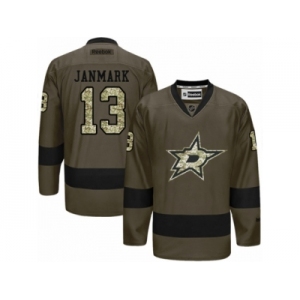 Men's Reebok Dallas Stars #13 Mattias Janmark Authentic Green Salute to Service NHL Jersey