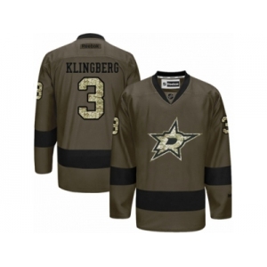 Men's Reebok Dallas Stars #3 John Klingberg Authentic Green Salute to Service NHL Jersey
