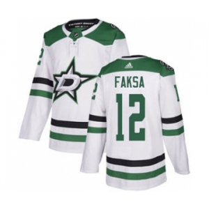 Men's Stars #12 Radek Faksa White Road Authentic Stitched Hockey Jersey