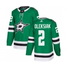 Men's Stars #2 Jamie Oleksiak Green Home Authentic Stitched Hockey Jersey