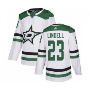 Men's Stars #23 Esa Lindell White Road Authentic Stitched Hockey Jersey