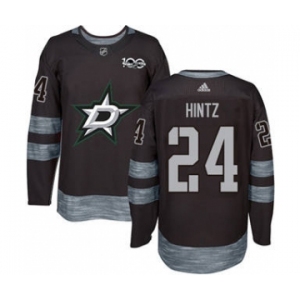 Men's Stars #24 Roope Hintz Black 1917-2017 100th Anniversary Stitched Hockey Jersey