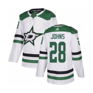 Men's Stars #28 Stephen Johns White Road Authentic Stitched Hockey Jersey