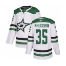 Men's Stars #35 Anton Khudobin White Road Authentic Stitched Hockey Jersey