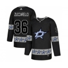 Men's Stars #36 Mats Zuccarello Black Team Logo Fashion Stitched Hockey Jersey