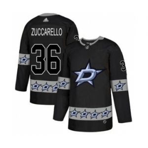 Men's Stars #36 Mats Zuccarello Black Team Logo Fashion Stitched Hockey Jersey