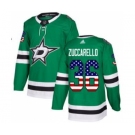 Men's Stars #36 Mats Zuccarello Green Home USA Flag Stitched Hockey Jersey