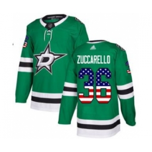 Men's Stars #36 Mats Zuccarello Green Home USA Flag Stitched Hockey Jersey