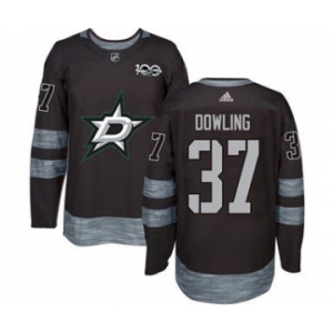 Men's Stars #37 Justin Dowling Black 1917-2017 100th Anniversary Stitched Hockey Jersey