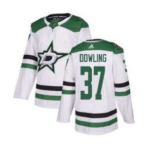 Men's Stars #37 Justin Dowling White Road Authentic Stitched Hockey Jersey