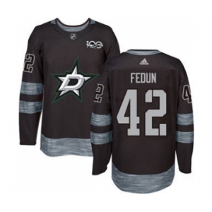 Men's Stars #42 Taylor Fedun Black 1917-2017 100th Anniversary Stitched Hockey Jersey