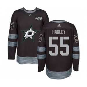 Men's Stars #55 Thomas Harley Black 1917-2017 100th Anniversary Stitched Hockey Jersey