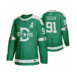 Men's Stars #91 Tyler Seguin Green Authentic 2020 Winter Classic Stitched Hockey Jersey