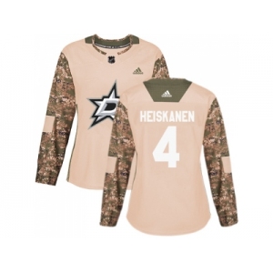 Women Adidas Dallas Stars #4 Miro Heiskanen Camo Authentic 2017 Veterans Day Stitched NHL Jersey