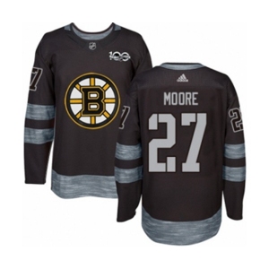 Adidas Boston Bruins #27 John Moore Authentic Black 1917-2017 100th Anniversary NHL Jersey
