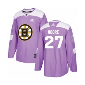 Adidas Boston Bruins #27 John Moore Authentic Purple Fights Cancer Practice NHL Jersey