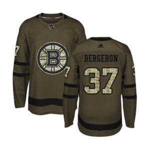 Adidas Boston Bruins #37 Patrice Bergeron Authentic Green Salute to Service NHL Jersey