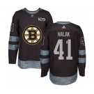 Adidas Boston Bruins #41 Jaroslav Halak Authentic Black 1917-2017 100th Anniversary NHL Jersey