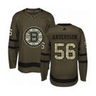 Adidas Boston Bruins #56 Axel Andersson Authentic Green Salute to Service NHL Jersey