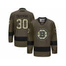 Boston Bruins #30 Gerry Cheevers Green Salute to Service Stitched NHL Jersey