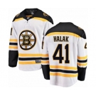 Boston Bruins #41 Jaroslav Halak Authentic White Away Fanatics Branded Breakaway NHL Jersey