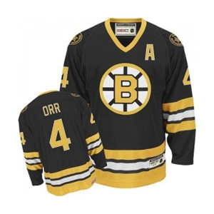 CCM Boston Bruins #4 Bobby Orr Authentic Black Throwback NHL Jersey