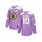 Men Adidas Boston Bruins #10 Anders Bjork Purple Authentic Fights Cancer Stitched NHL Jersey