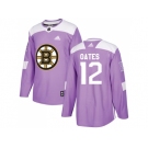 Men Adidas Boston Bruins #12 Adam Oates Purple Authentic Fights Cancer Stitched NHL Jersey