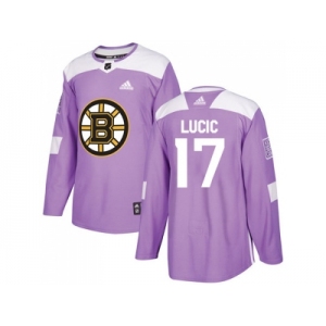 Men Adidas Boston Bruins #17 Milan Lucic Purple Authentic Fights Cancer Stitched NHL Jersey