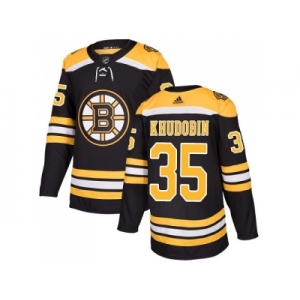 Men Adidas Boston Bruins #35 Anton Khudobin Black Home Authentic Stitched NHL Jersey