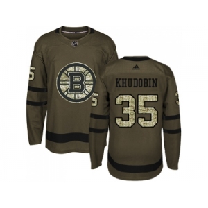 Men Adidas Boston Bruins #35 Anton Khudobin Green Salute to Service Stitched NHL Jersey