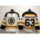 Men Adidas Boston Bruins #63 Brad Marchand White Road Authentic Stitched NHL Jersey