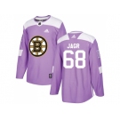 Men Adidas Boston Bruins #68 Jaromir Jagr Purple Authentic Fights Cancer Stitched NHL Jersey