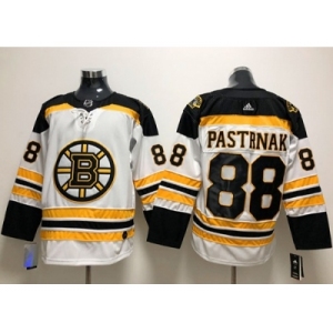 Men Adidas Boston Bruins #88 David Pastrnak White Road Authentic Stitched NHL Jersey