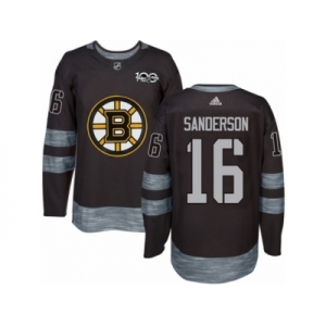 Men's Adidas Boston Bruins #16 Derek Sanderson Authentic Black 1917-2017 100th Anniversary NHL Jersey