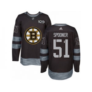 Men's Adidas Boston Bruins #51 Ryan Spooner Authentic Black 1917-2017 100th Anniversary NHL Jersey