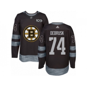 Men's Adidas Boston Bruins #74 Jake DeBrusk Authentic Black 1917-2017 100th Anniversary NHL Jersey