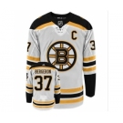 Men's BOSTON BRUINS #37 PATRICE BERGERON with C patch ADIDAS AUTHENTIC AWAY WHITE NHL HOCKEY JERSEY