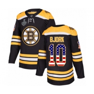 Men's Boston Bruins #10 Anders Bjork Authentic Black USA Flag Fashion 2019 Stanley Cup Final Bound Hockey Jersey