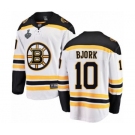 Men's Boston Bruins #10 Anders Bjork Authentic White Away Fanatics Branded Breakaway 2019 Stanley Cup Final Bound Hockey Jersey