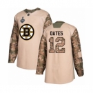 Men's Boston Bruins #12 Adam Oates Authentic Camo Veterans Day Practice 2019 Stanley Cup Final Bound Hockey Jersey