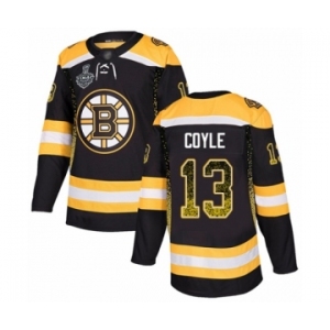 Men's Boston Bruins #13 Charlie Coyle Authentic Black Drift Fashion 2019 Stanley Cup Final Bound Hockey Jersey