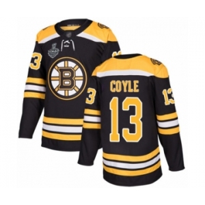 Men's Boston Bruins #13 Charlie Coyle Authentic Black Home 2019 Stanley Cup Final Bound Hockey Jersey
