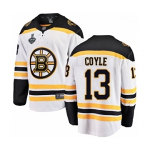 Men's Boston Bruins #13 Charlie Coyle Authentic White Away Fanatics Branded Breakaway 2019 Stanley Cup Final Bound Hockey Jersey