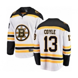 Men's Boston Bruins #13 Charlie Coyle Authentic White Away Fanatics Branded Breakaway Hockey Jersey