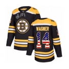 Men's Boston Bruins #14 Chris Wagner Authentic Black USA Flag Fashion 2019 Stanley Cup Final Bound Hockey Jersey