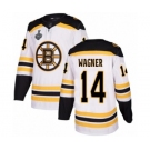 Men's Boston Bruins #14 Chris Wagner Authentic White Away 2019 Stanley Cup Final Bound Hockey Jersey